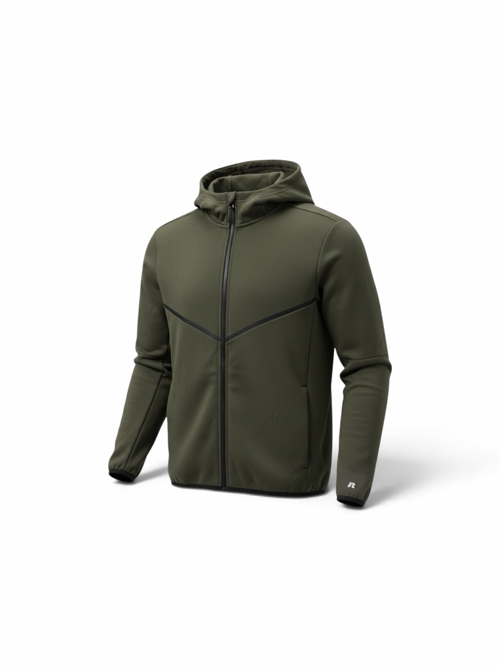 Russell Athletic Men’s M Fusion Knit Full Zip Hoodie Jacket Green Tech Fleece.